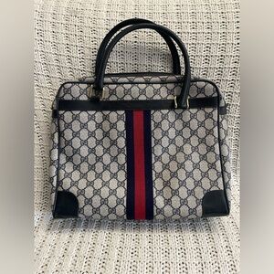 Vintage Sherry Line Gucci Bag Navy GG 80’s Handbag